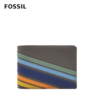 FOSSIL Bronson 輕巧型真皮皮夾-灰色條紋 ML4492993