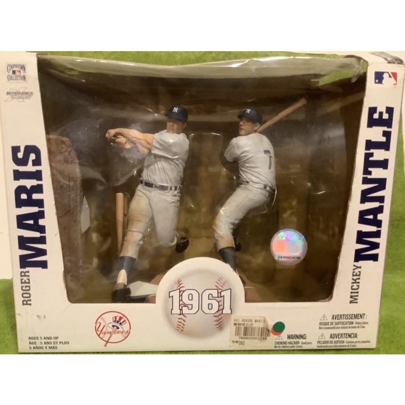 麥法蘭MLB公仔 紐約洋基隊 Mickey Mantle &amp; Roger Maris外盒略舊，公仔為全新