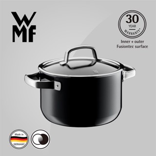 【贈不鏽鋼蒸盤+計時器】德國WMF FUSIONTEC 高身湯鍋 20cm 3.7L (黑色)