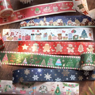 ✨全新現貨✨【分裝一循環約350mm】聖誕系列燙金和紙膠帶 手帳裝飾 DIY 素材貼紙拼貼