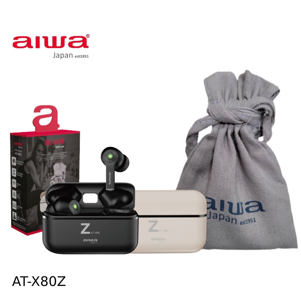 AIWA 日本愛華【日系美聲，原音重現】 真無線藍牙耳機 AT-X80Z 單指觸控，單耳使用 IPX4防水係數 一年保固