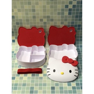 Hello kitty雙層造型便當盒-紅白款