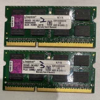 金士頓DDR3-1600-4GB筆記型電腦記憶體-KVR1333D3S9/4Gx2 二條一起出售-AKMK1631191