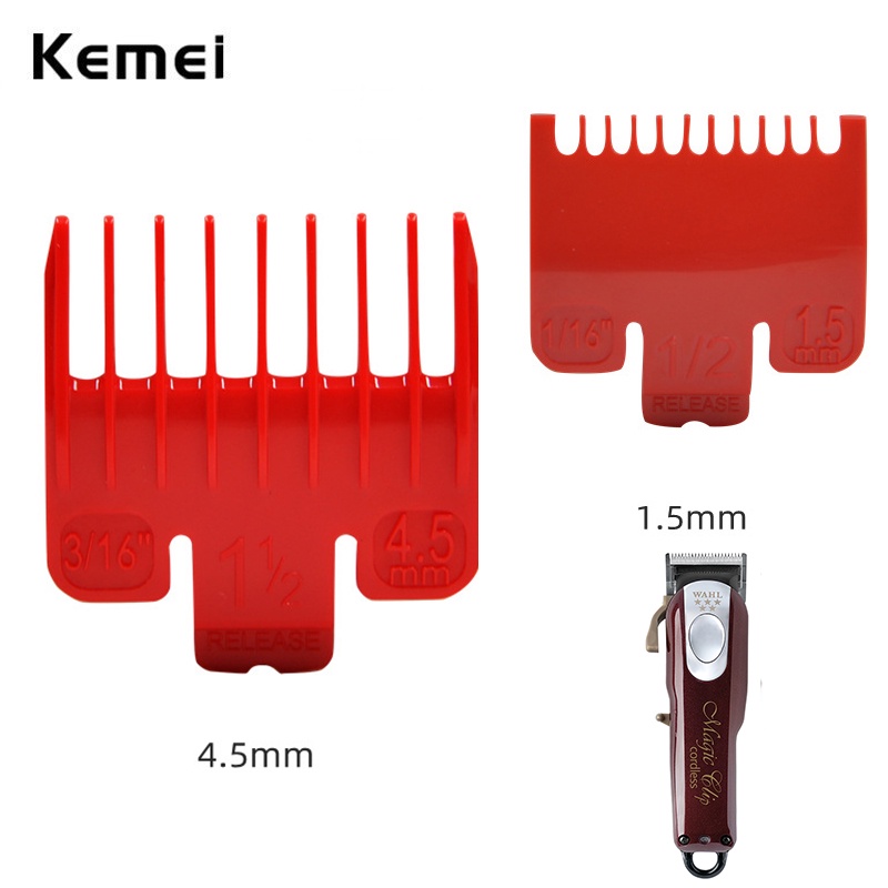 Kemei 2pcs 導梳 1.5 4.5mm 紅色專業切割指南理髮器限位梳適合 Wahl Andis Babyliss