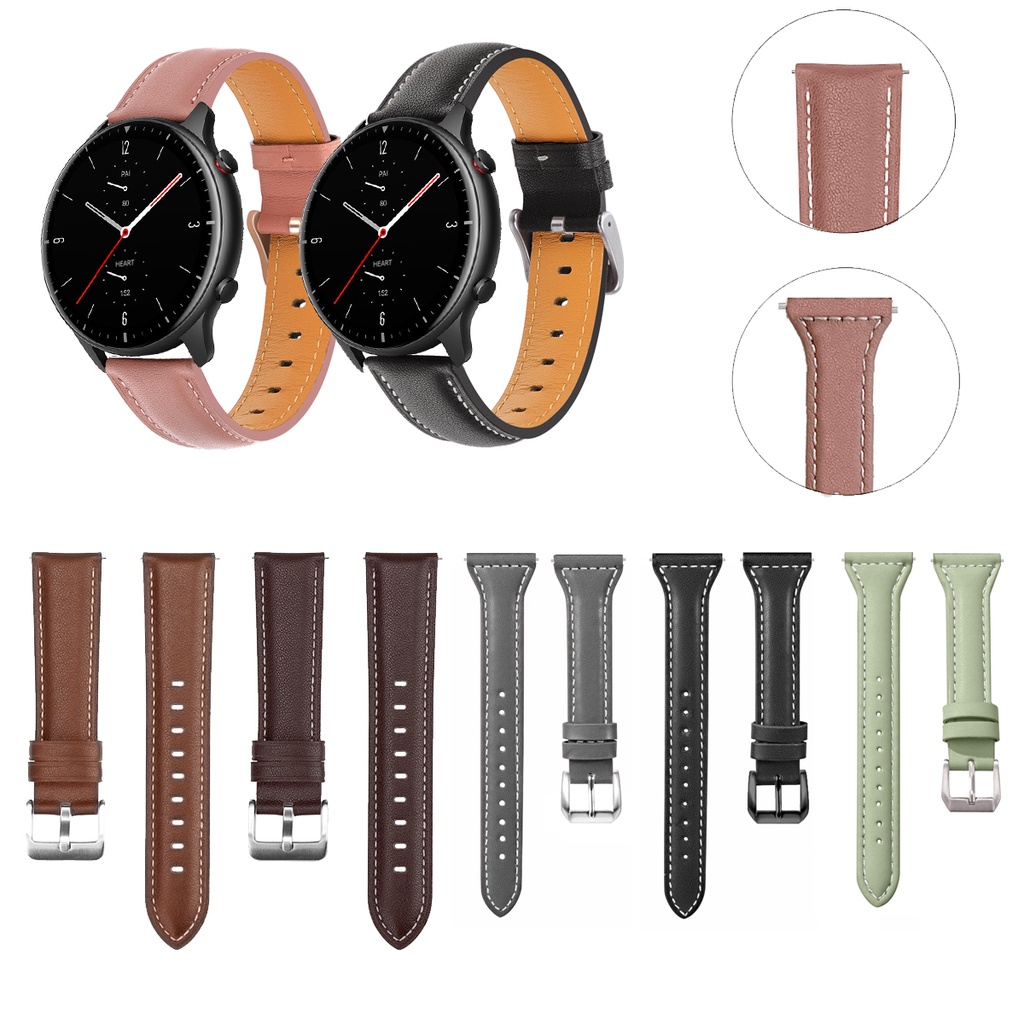 適用於華米 Huami Amazfit GTR 2 2e 3 Pro GTR 4 時尚超薄真皮錶帶 小蠻腰瘦身錶帶