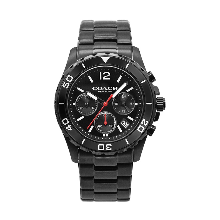 COACH | 經典KENT系列 帥氣三眼計時腕錶/手錶/男錶 - 黑鋼 14602554