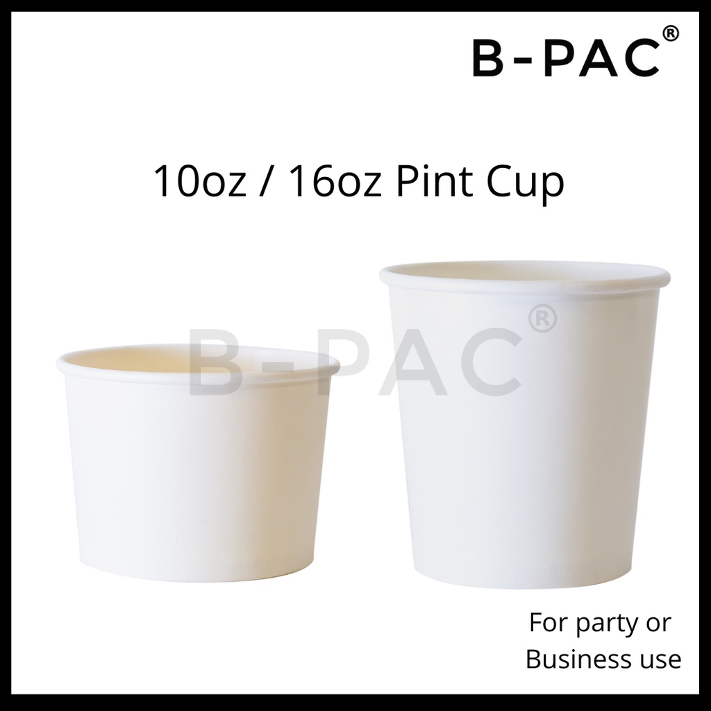 Bpac 10oz/16oz 冰淇淋紙碗(白色)100pcs(半和全品脫)