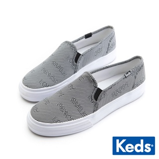 【Keds】DOUBLE DECKER 藝術斜紋舒適休閒便鞋-黑 (9224W123448)