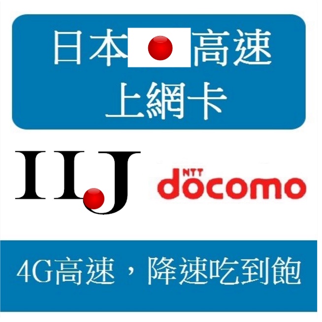 IIJ (docomo) 8/10/15/30天 4G速度 總流量3GB/5GB/10GB/20GB流量降速吃到飽