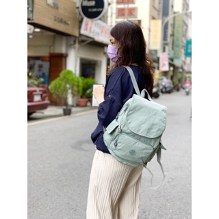 Kipling KPK15635V311 優雅柔霧綠拉鍊掀蓋後背包-CITY PACK S