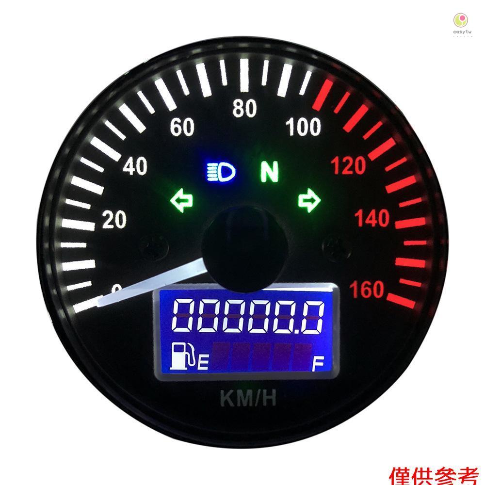 通用12V摩托車速度表LED數字轉速表半液晶儀表里程錶帶燃油表指示器