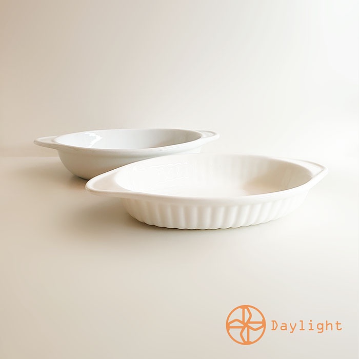 【Daylight】現貨-陶瓷橢圓雙耳烤盤/焗烤盤/烤盤/陶瓷盤/焗飯盤/餐盤/西餐盤