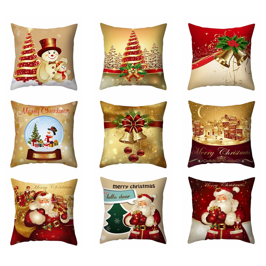 台灣製造出貨 金色聖誕老人枕頭套 70 x 70.60 x 60.50 x 50.聖誕裝飾傢居沙發寢具靠墊套抱枕套.