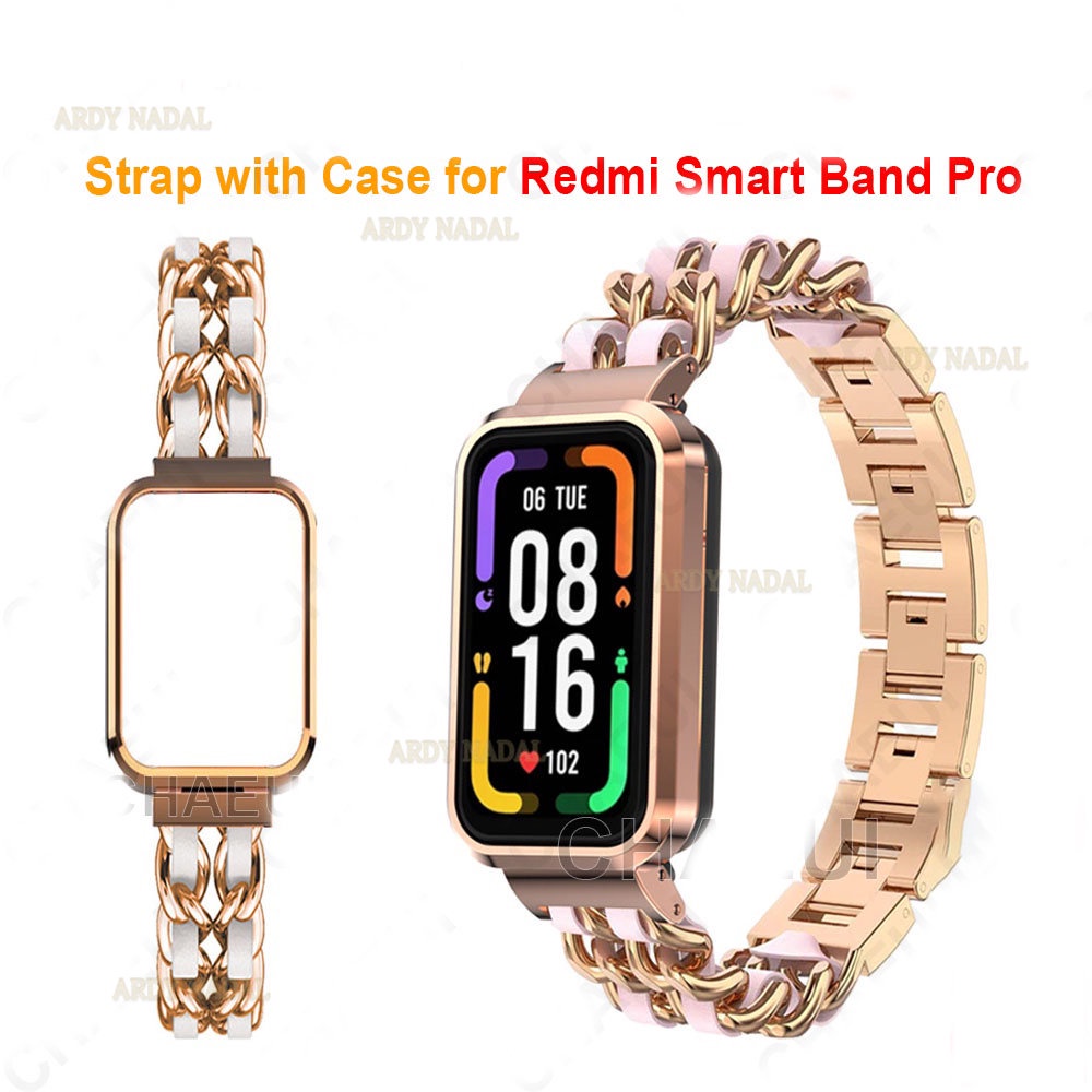 Redmi 手環 Pro 錶帶 紅米手環Pro 不鏽鋼錶帶 Redmi Smart Band Pro 小香風拼皮腕帶