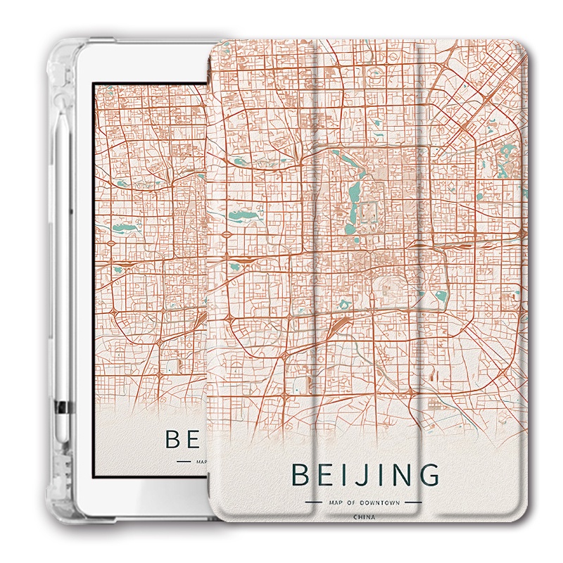 適用ipad2021中國地圖9平板保護套pro11帶筆槽mini6城市5蘋果10.2創意9.7寸2020個性18新款19