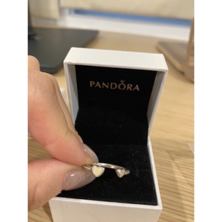 Pandora 潘朵拉 愛心半圈式戒指 925銀 尺寸50