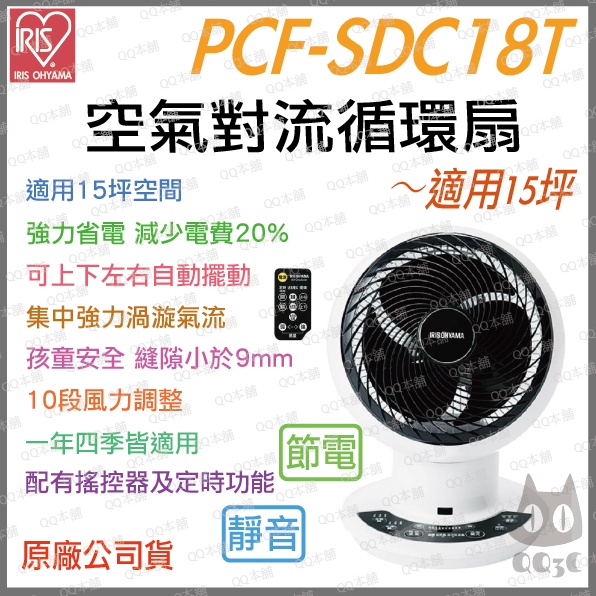 《 免運 全方位 適用15坪空間 》IRIS 愛麗思PCF-SDC18T 空氣對流靜音循環風扇 循環扇 日本 省電