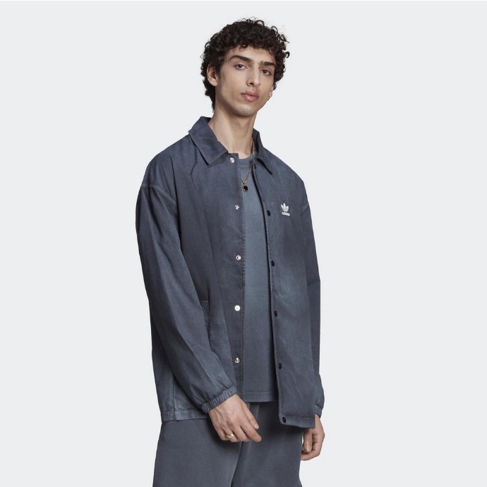 【R-MAN】 Adidas 長袖 襯衫 渲染 扣子 縮袖口 藍灰 HK7513