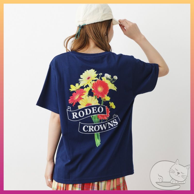 RODEO CROWNS RIBBON FLOWER T-shirt Navy