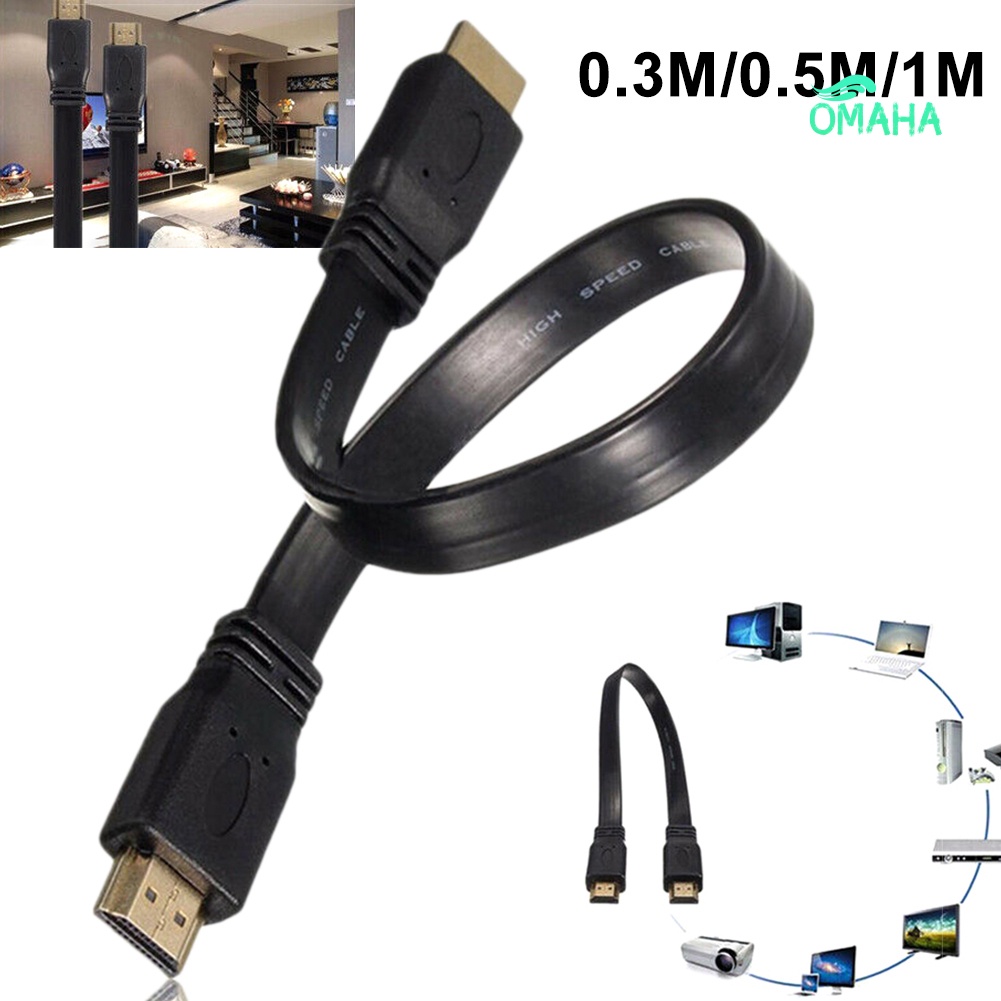 【嘉嘉3C數位】全高清短HDMI公對公插頭扁平電纜線，用於音頻頻道高清電視PS3  0.3米 /  0.5米/  1米