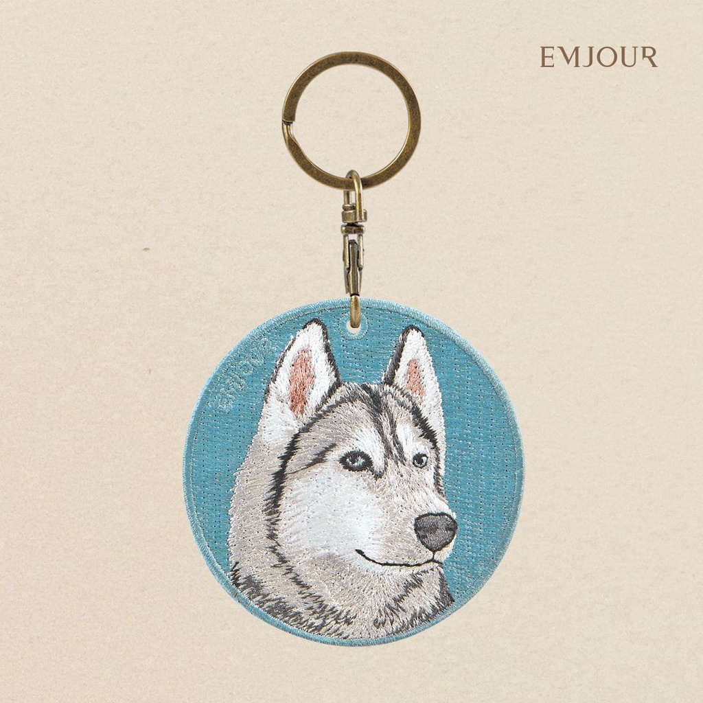 EMJOUR 雙面刺繡吊飾 - 哈士奇 | 寵物 紀念品 禮物 狗狗 鑰匙圈 包包配件 裝飾