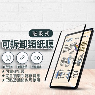 iPad 磁吸式類紙膜 2024新款 PRO 11吋／Air／mini 平板保護貼 日本肯特紙 可拆式 類紙鋼化膜