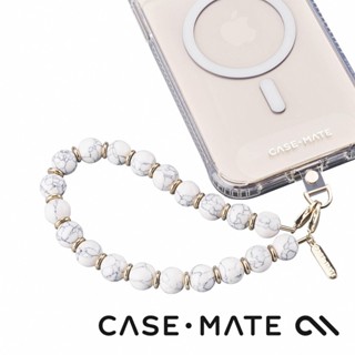美國CASE-MATE 時尚奢華金屬手鍊 手機掛繩 手機吊繩 - 白色大理石串珠