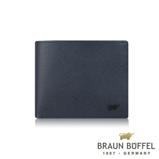 【BRAUN BUFFEL 德國小金牛】台灣總代理 洛菲諾P-II 10卡男夾-藍色/BF347-314-NY