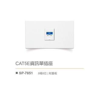 【樹榮電工SUZONE】CAT5E資訊單插座(整組含蓋板)/新普系列SP-7851/台灣製造