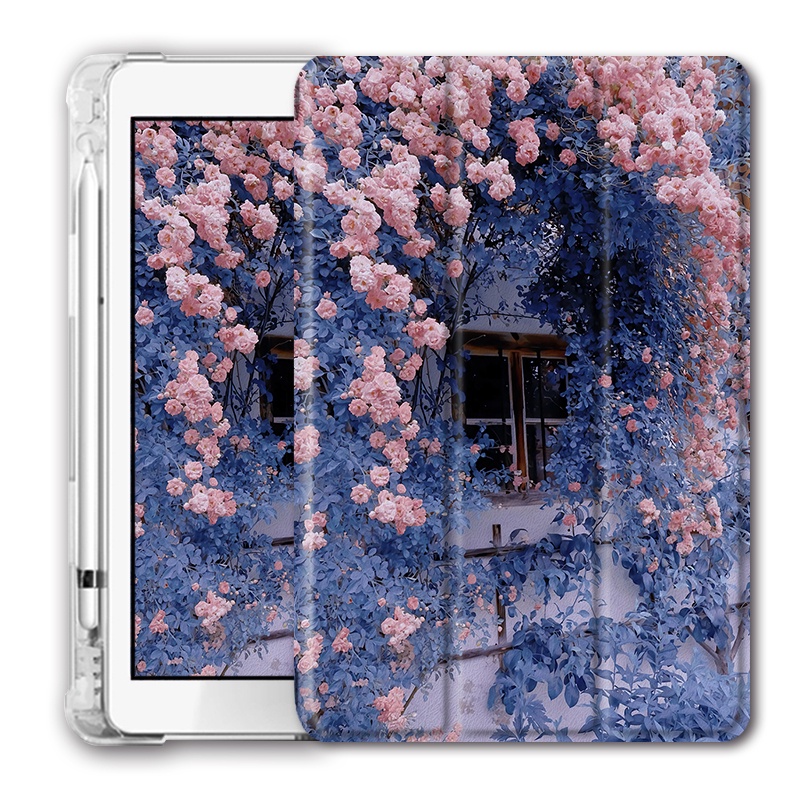 適用ipad2021第9代平板保護套pro11帶筆槽mini6花朵air5蘋果10.2英寸風景2020創意2018新款4