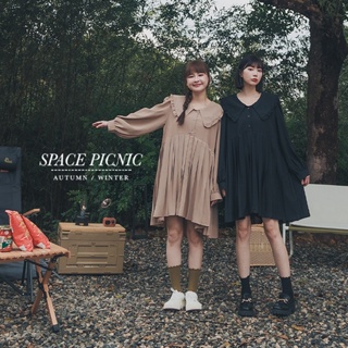 [明天出貨] Space Picnic｜荷葉領百摺洋裝-2色(現貨)【C22091023】