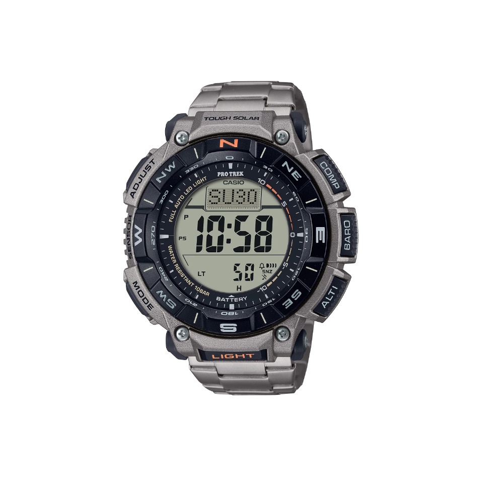 【CASIO】卡西歐太陽能登山錶 PRG-340T-7輕量鈦 高度溫度氣壓方位大羅盤PRO TREK宏崑時計 台灣卡西歐