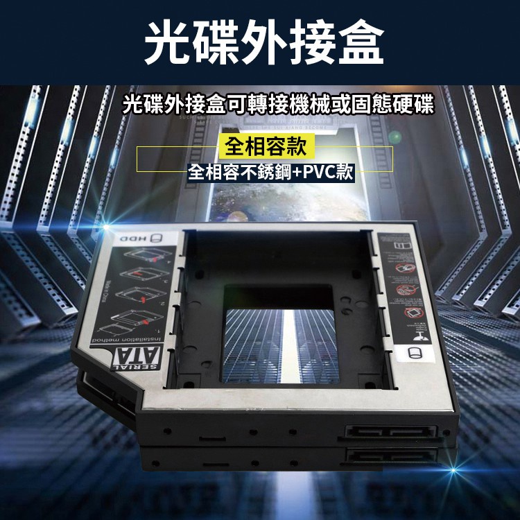 熱賣❤鋁合金 第二顆硬碟轉接架 + 光碟機外接盒 硬碟托架 SATA3 9.5 12.7mm