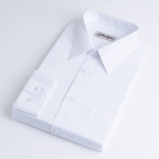 Image of 【CHINJUN】抗皺襯衫-長袖、素色白、編號：8001