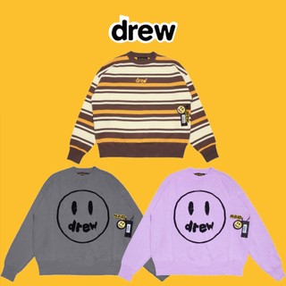 【Mr.W】DREW HOUSE JUSTIN 微笑 笑臉 刺繡 手繪 條紋情侶款寬鬆百搭秋冬針織衫羊毛衣 衛衣 大學t