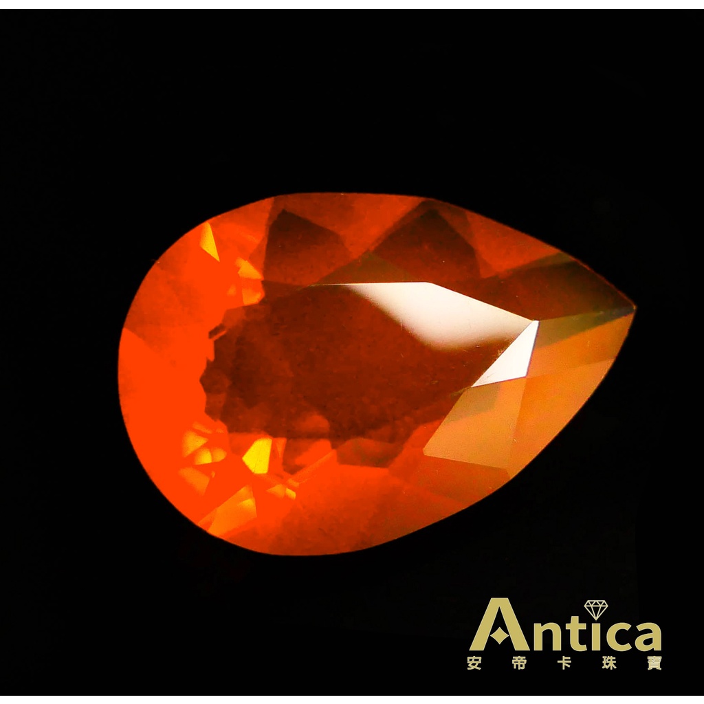 [ANTICA] 火蛋白 Fire Opal 8.26克拉 水滴 紅色 墨西哥 天然寶石 超高火光（經理推薦）安帝卡珠寶