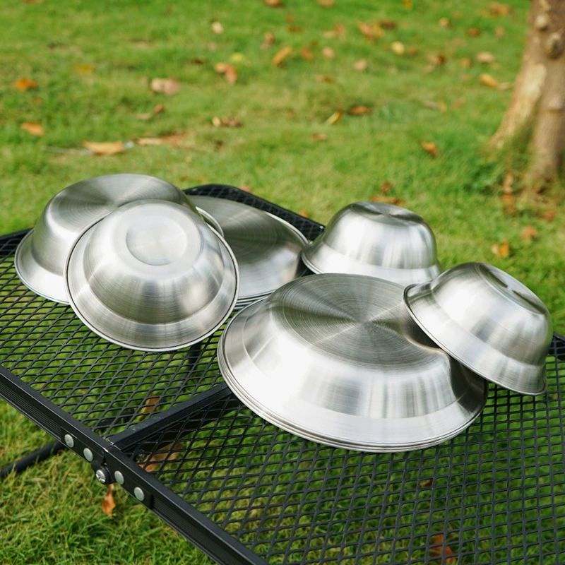 戶外不鏽鋼餐盤碗16件套野營餐具自駕遊便攜露營燒烤盤家用湯盆碟 http://detail.m