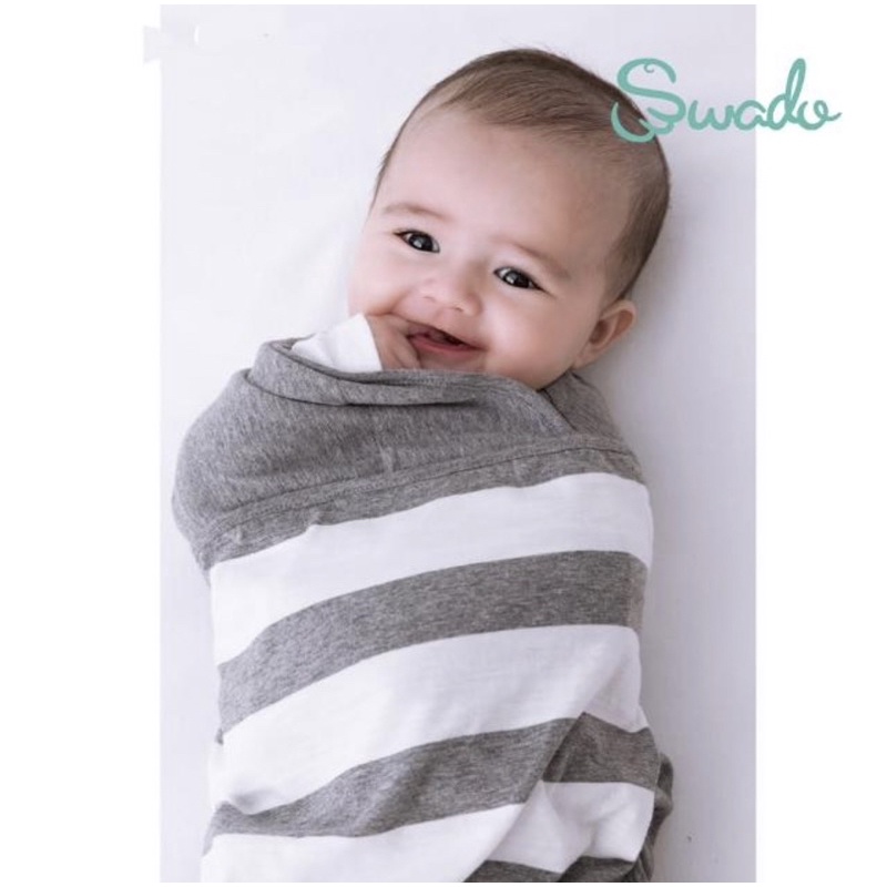 【Swado】全階段靜音好眠包巾 經典有機棉款-灰白條紋