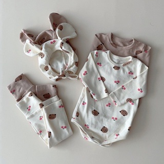 可愛的小熊衣服套裝嬰兒連身衣帶褲子嬰兒衣服冬季秋季 0-2 歲