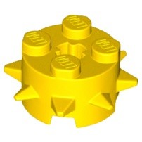 LEGO 樂高 零件 27266 黃色 2X2 側釘 圓形磚 Circle with Spikes 6215043