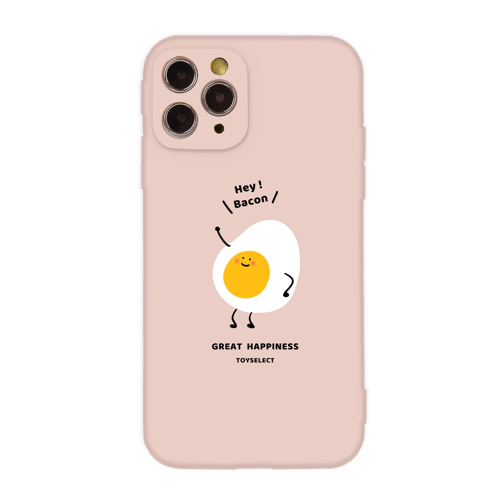 【TOYSELECT】Smilie微笑早午餐好朋友全包iPhone手機殼-元氣荷包蛋 (淡粉色)