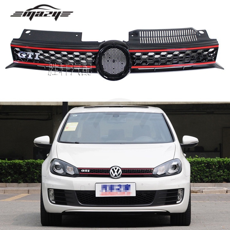 適用福斯GOLF MK6高爾夫Golf 6 GTI中網前臉蜂窩進氣格柵前槓上中網格