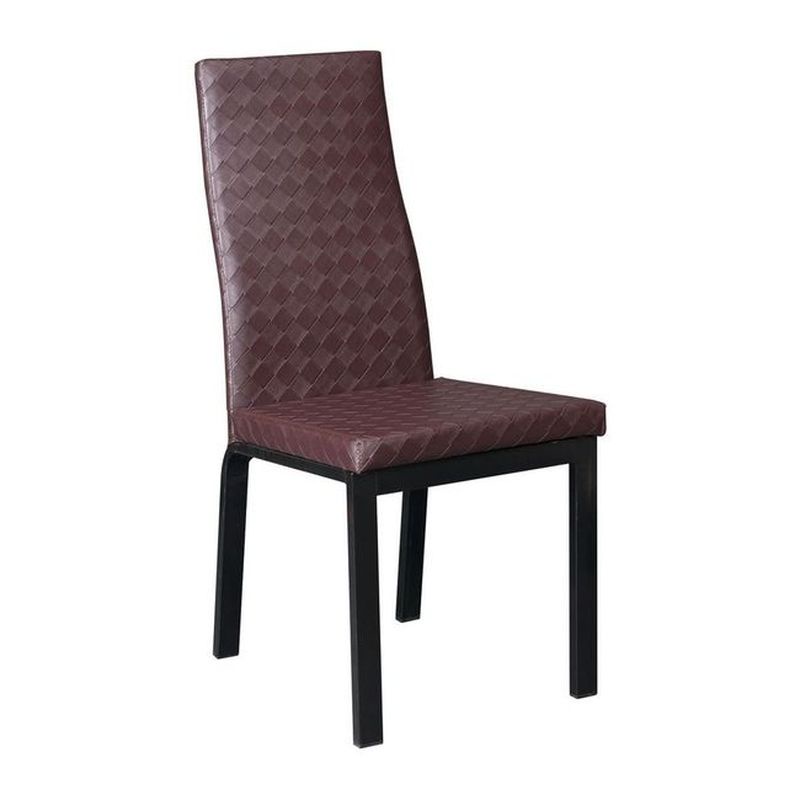 【PA1954-01】現代餐椅(咖啡菱格紋皮)(烤黑)(桃園以南請詢運費)