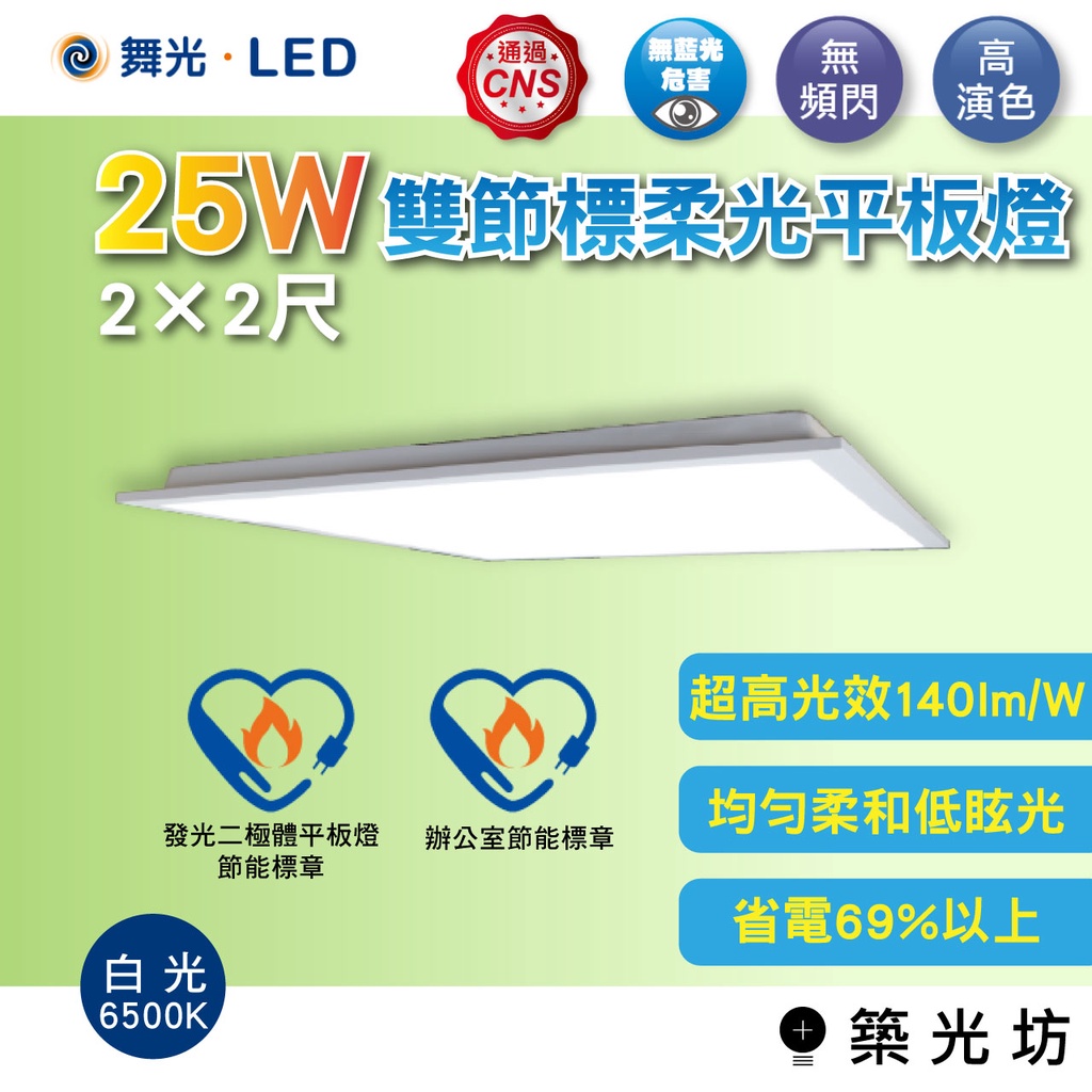 【築光坊】舞光 LED 節標 節能標章 🔥 2" x 2"  直下式 25W 平板燈 輕鋼架