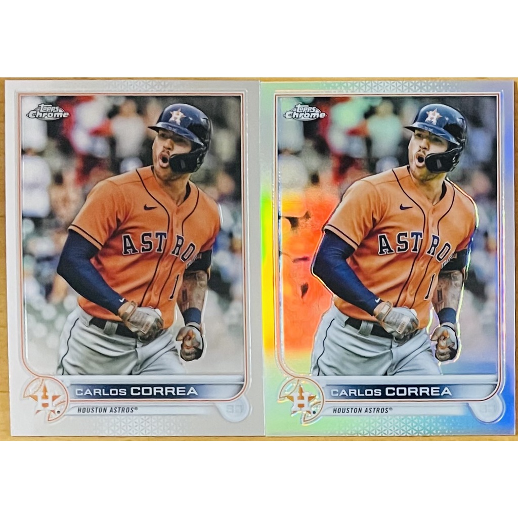 CARLOS CORREA 亮卡+普卡 MLB 2022 Topps Chrome #213 大聯盟 太空人隊 棒球卡