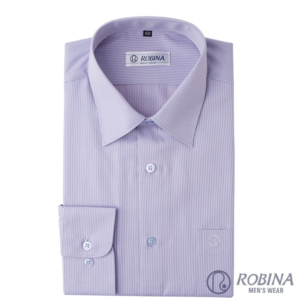 【ROBINA羅彼納】 台灣製 時尚紳士 經典商務長袖襯衫 VDL32-24紫