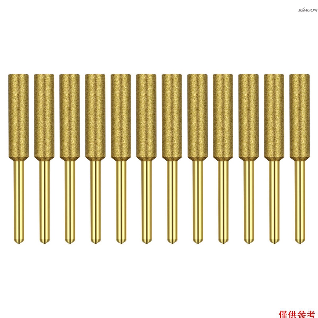 Kkmoon 鑽石電鋸磨刀器鍍鈦毛刺石銼刀鑽石磨刀輪, 用於鏈鋸石珠寶木 12 件 7 / 32 英寸