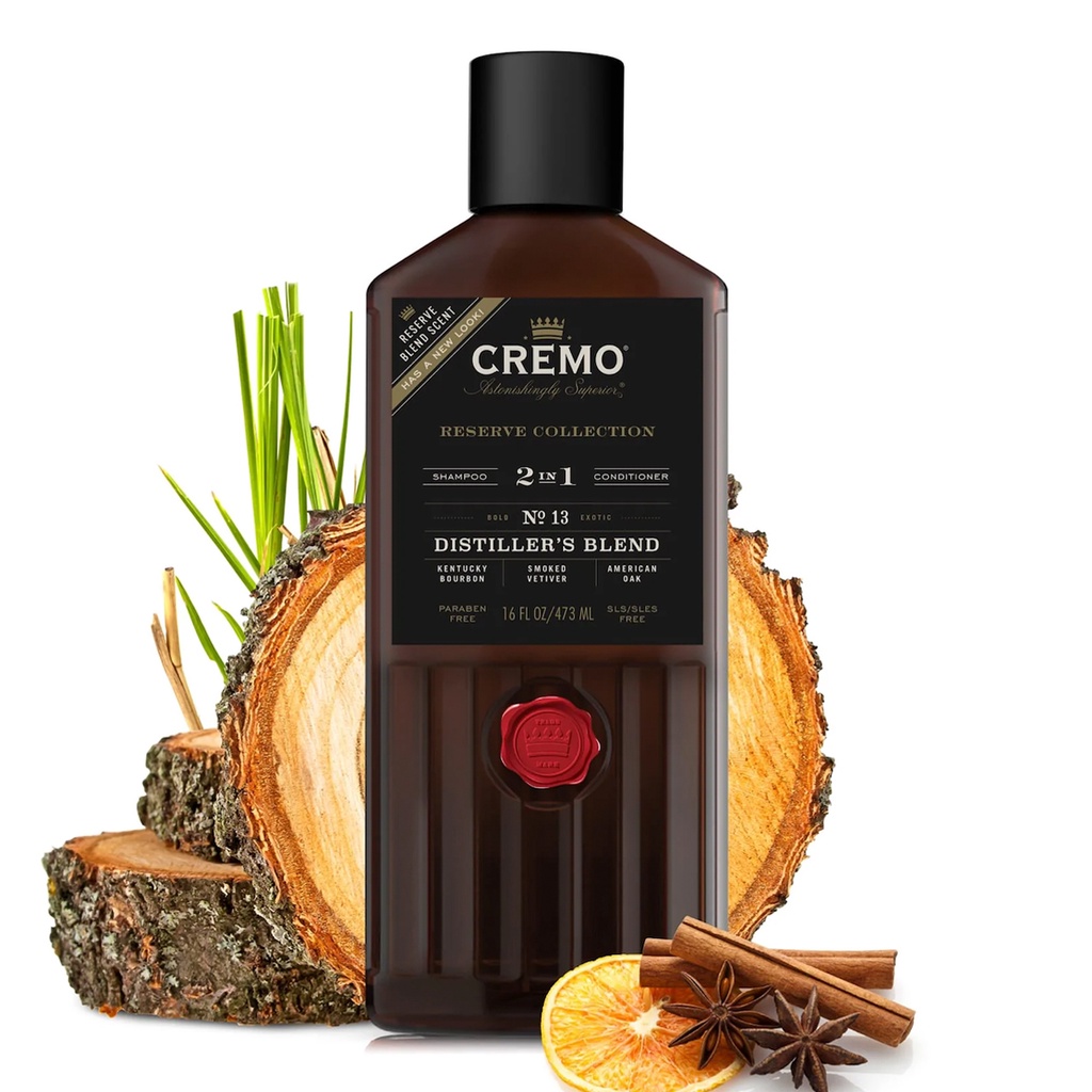 美國 Cremo 香水洗髮精（威士忌酒廠精選/洗髮護髮二合一）沙龍頭皮調理保濕 染髮燙髮護理 男士男性香氛洗髮乳洗髮露