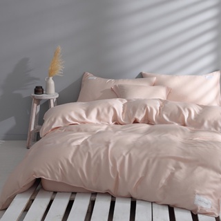 裸漾粉-300織100%純淨天絲薄被套床包組