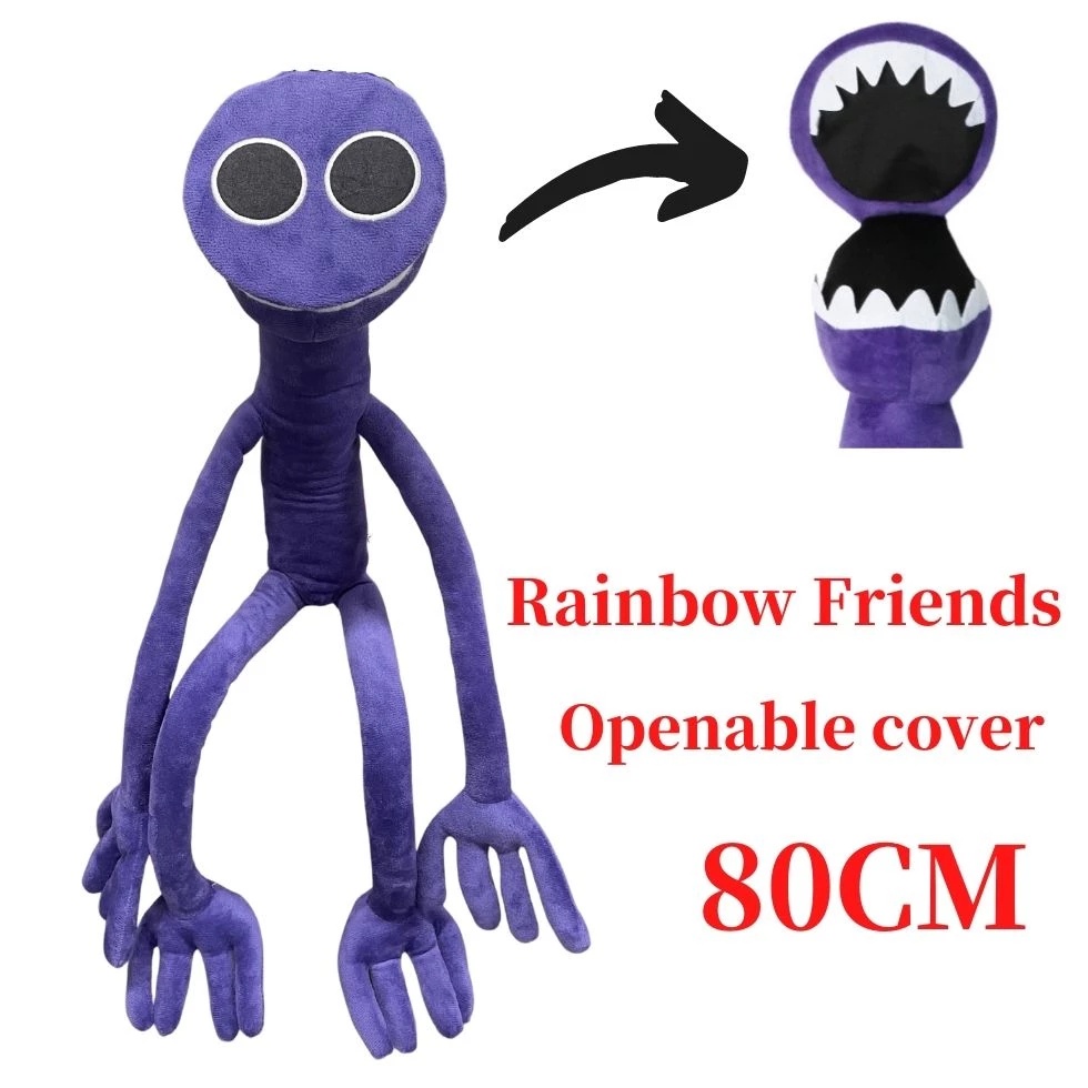 50-80cm 彩虹朋友毛絨娃娃玩具遊戲角色卡通紫色怪物軟毛絨毛絨萬聖節玩具禮物給孩子